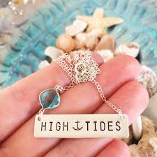 High Tides Bar Necklace Nameplate Ocean Customized Bridesmaids Personalized Nautical Anchor Outer Banks Obx Vitamin Sea Salty