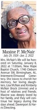 Thelma Maxine Pippen McNair (1928-2022)