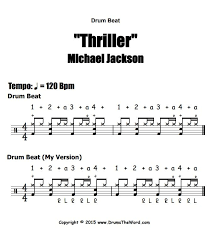Thriller Michael Jackson Free Pdf Drum Sheet Music Drum Notation Drum Sheet Music Drum Lessons Michael Jackson