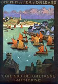 Vieille Affiche Touristique Vantant Les Charmes De La Cote Sud De La Bretagne Port D Audierne Dans Affiche De Voyage Vintage Voyage Vintage Affiches Anciennes