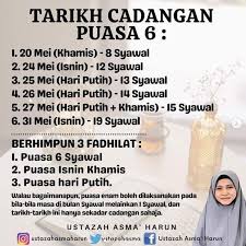 Adalah lebih afdal untuk kita berpuasa pada hari putih. Puasa 6 Syawal 2019