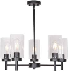 Vinluz 5 Light Contemporary Chandeliers Black Modern Lighting Fixtures Hanging Industrial Vintage Pendant Lights With Clear Glass Shade Flush Mount Ceiling Light For Dining Room Bedroom Amazon Com
