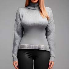 Image of a beautiful young woman in a gray sweater - Arthub.ai