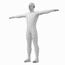 Male Low Poly Base Mesh In T Pose Male Body Poses Low Poly