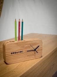 Wood Table Clock Red Oak Table Clock Office Table Clock Wooden Clock Wood Clocks Diy Clock