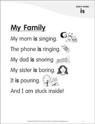 My Family Poem For Sight Word Is Printable Worksheet Rhyming Poems For Kids English Poems For Kids Family Poems For Kids