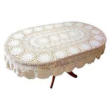 Ustide Vintage Oval Crochet Tablecloth Beige Cotton Lace Table Cover Rustic Oval Table Overlays For Wedding Party 80 Lace Table Cover Rustic Table Covers