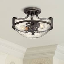 Picking the right ceiling flush mount lights can have a huge impact on the rooms in your home. Regency Hill Modern Ceiling Light Semi Flush Mount Fixture Oil Rubbed Bronze 13 Wide 2 Light Clear Seedy Glass Bowl For Bedroom Walmart Com Walmart Com