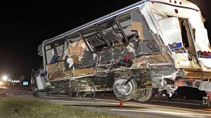 Vehicles are piled up after a fatal crash on interstate 35 near fort worth, texas on feb. Bus Crash Kills Four Texas College Softball Teammates