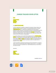 Resume is like the 'technical' information about you, whereas a cover letter is the 'introduction'. Chinese Teacher Cover Letter Template Free Pdf Google Docs Word Template Net Cover Letter Template Cover Letter Template Free Letter Template Word