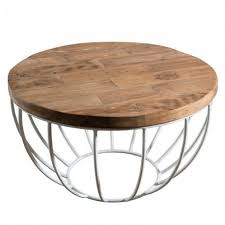 table basse en teck et coque blanche abella table basse ronde petite table basse table basse