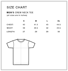 Size Chart Mens Crew Neck Tee Krochet Kids Intl