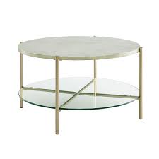 Get the best deals on gold glass coffee table tables when you shop the largest online selection at ebay.com. Welwick Designs Modern Round Coffee Table White Marble Top Glass Shelf Gold Legs The Home Depot Canada