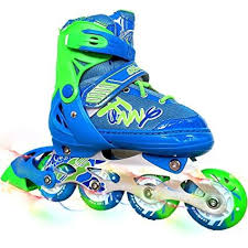 Six years old boy learning to ride on rollerblades. Children Adjustable Inline Skates Kids Rollerblades Inline Skates For Boys And Girls With Light Up Wheels Review Kids Rollerblades Inline Skating Boy Or Girl