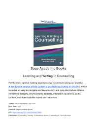Learning and Writing in Counselling
