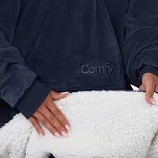 The softness of a blanket with the fit an oversized hoodie is here. The Comfy Original Oversized Microfiber Sherpa Wearable Blanket Seen On Shark Tank One Size Fits All Blue Walmart Com Walmart Com