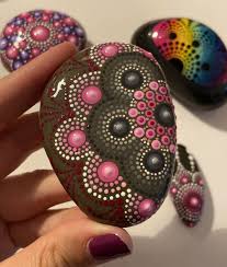 Dotted Australian River Stone Etsy Dots Art Dot Painting Dots