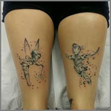 Tinker Bell And Peter Pan Watercolour Blobby Splat Styley Tattoo Peter Pan Tattoo Tattoos Matching Tattoos