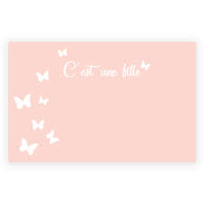 Elle est assise près de la porte. Card C Est Une Fille With Butterflies Pink 3 X Fleurexpert