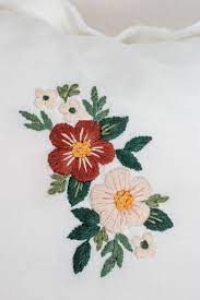 Red field flower herb textile print neckline traditional decoration ornate illustrati. How To Make An Embroidered Flower Pillow Cover For Beginners Making It In The Mountains Hand Embroidery Art Hand Embroidery Sewing Embroidery Designs