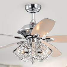 The 60 inch ceiling fan from the zeus collection touts simple, yet powerful lines, a brushed nickel finish and sleek blade arm design, perfect for a contemporary setting. Silver Orchid Pitts 5 Blade Lighted Ceiling Fan W Pentagon Crystal Shade Overstock 30401523