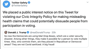 Дональд трамп twitter текст политика. Trump S Postal Vote Tweet Misleading Says Twitter Bbc News