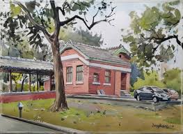 instagram 上的鄭京 成大力行校區3 watercolorpainting watercolorinlove watercolor inlove watercolorpaintings arts watercolors painting art