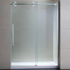 Schon Lindsay 60 In X 79 In Frameless Shower Enclosure With Sliding Glass Shower Door In Chro Glass Shower Doors Chrome Shower Door Shower Sliding Glass Door