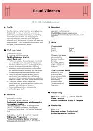 Usual duties seen on a finance business analyst resume include analyzing financial reports, presenting data to executives, making recommendations, predicting business activity, setting up financial data analysis procedures, and maintaining financial data security. Banking Business Analyst Resume Sample Kickresume