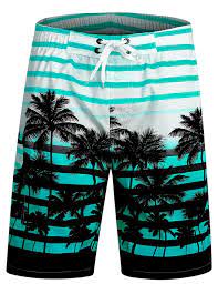 Men S Swim Trunks Palm Tree Beach Shorts With Mesh Lining And Pockets Aqua Co11as5ldgd Mens Swim Trunks Swim Trunks Jackets Men Fashion
