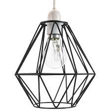 The most common cage light shade material is metal. Industrial Basket Cage Designed Matt Black Metal Ceiling Pendant Light Shade Happy Homewares