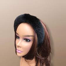 Nouveau Bandeau de vison noir doux véritable fourrure accessoire de cheveux  noir fourrure bas stuffer