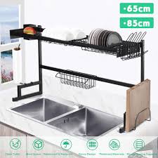 Finding the right dish rack makes doing the dishes much less annoying, especially when you are living in a small place with limited counter space. 65 85cm Stainless Steel Kitchen Shelf Organizer Dishes Drying Rack Over Sink Drain Rack Storage Counter Top Buy At A Low Prices On Joom E Commerce Platform