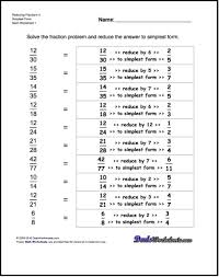 Reducing Fractions For Reducing Fractions 4 Simplest Form Reducing Fractions Fractions Worksheets Simple Fractions