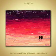 Diy Birds On A Wire Painting Purple Sunset Painting Birds On Wire Art Original Acrylic Painting Sunset Bird Art 8x10 Inches Canvas Artwork Painting Canvas Painting Texture Painting
