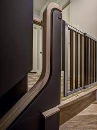 Custom Handrail On Contemporary Wood Staircase Wood Staircase Staircase Dark Brown Walls