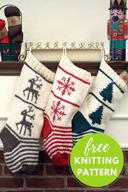 Sewing machine, you could hand sew these if you don't have a machine. Christmas Stocking Trio Free Knitting Pattern Nobleknits Knitting Blog Knitted Christmas Stocking Patterns Christmas Knitting Projects Knitted Christmas Stockings