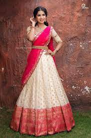 Ethnic And Stylish Half Saree Designs For Wedding Ceremony Tikli אודות photo poses for girls. ethnic and stylish half saree designs