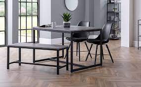 Need a wood dining bench with a more refined style? Thorpe Metal And Concrete Industrial Dining Table And Bench With 2 Aston Black Leather Chairs Furniture And Choice