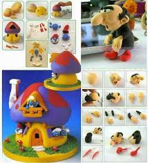 Kinder überraschung ei schlumpf mit haus selten. Schlumpfhaus Schlumpfe Fondant Figuren Anleitung Kinder Torten