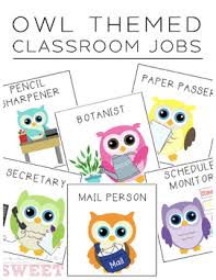 owl themed classroom job chart