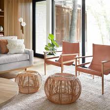 Mid Century Rattan Ottomans Boho Rattan Poufs The Citizenry Rattan Ottoman Interior Decorating Styles Rattan Lounge Chair