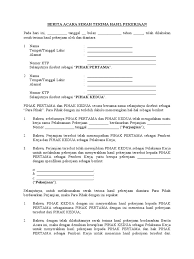 Contoh Berita Acara Serah Terima Pekerjaan
