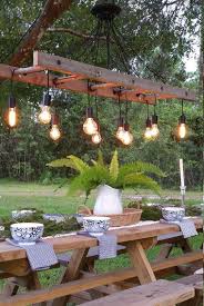Outdoor Antique Farmhouse Ladder Chandelier With Vintage Edison Bulbs Pendant Farmhouse Dining Rooms Decor Diy Outdoor Lighting Outdoor Kitchen