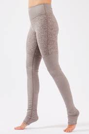 Alo goddess leggings with floral pattern and white ribbed legs. Alo Yoga Alsosoft Goddess Legging Final Sale Gravel Heather Stylerunner