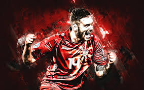 Football in north macedonia (en); Download Wallpapers Doriev Ljupche North Macedonia National Football Team Macedonian Footballer Portrait Red Stone Background North Macedonia Football For Desktop Free Pictures For Desktop Free