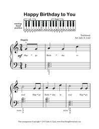 Printable sheet music for piano. Happy Birthday With Letters And Chords Free Easy Piano Sheet Music With Lyrics