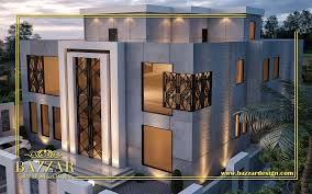 تصميم واجهة فيلا مودرن تم استخدام الرخام والحديد الفورفورجيه modern design for villa frontage we used marble and porphyry i house design design beautiful homes