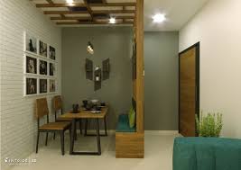 Dining Area With The Shade Of Grey Modern Style Wall Shelves Decorate The Grey Wall Interior Design Your Home Interior Room Decoration Room Partition Designs