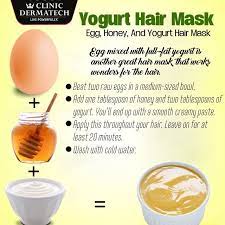1 tablespoon of organic unrefined coconut oil and 1 tablespoon of raw honey. Yogurt Hair Mask Egg Honey And Yogurt Hair Mask Clinicdermatech Livepowerfully 10gloriousyear Yogurt Hair Mask Hair Mask For Growth Homemade Hair Products
